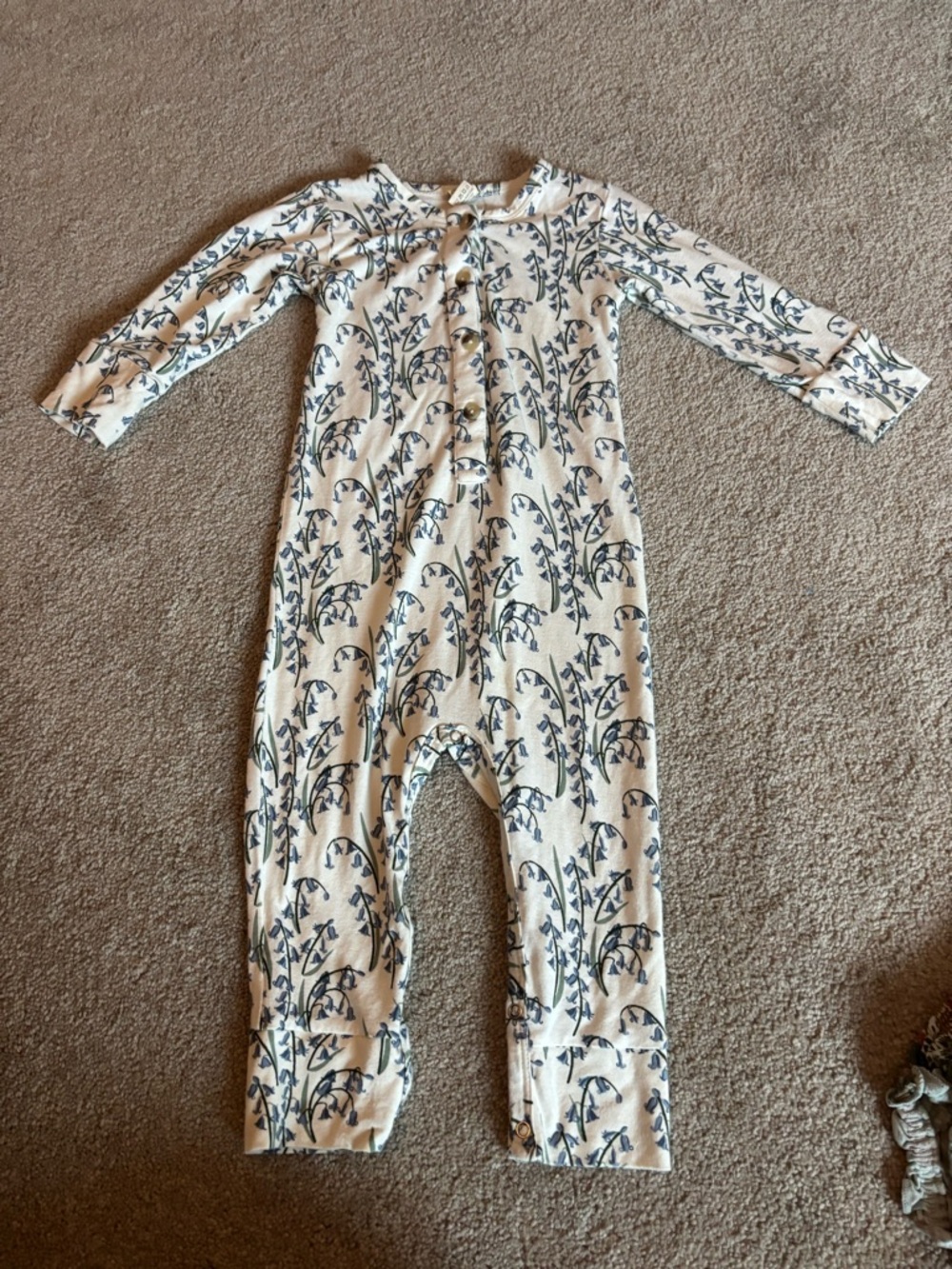 kate quinn Cream and Blue Floral One-Piece Bodysuit